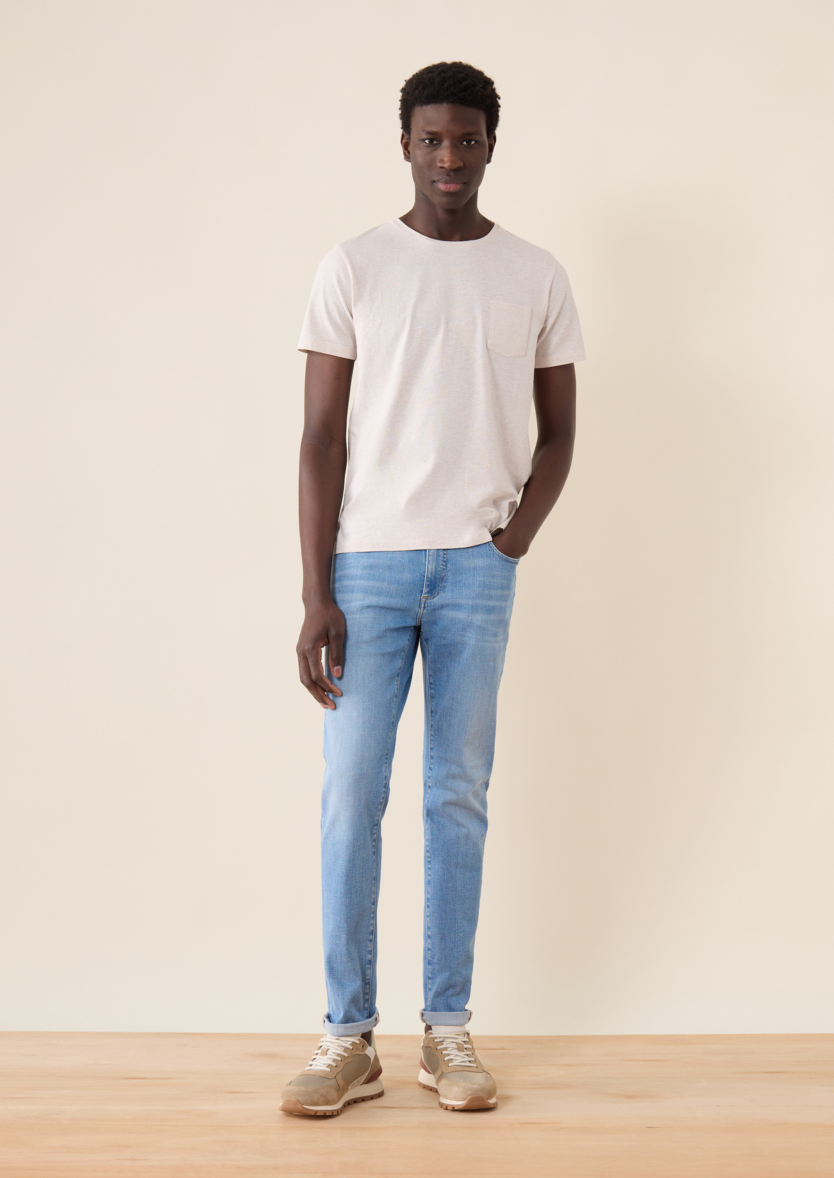 Jean skinny en coton stretch bleu azur