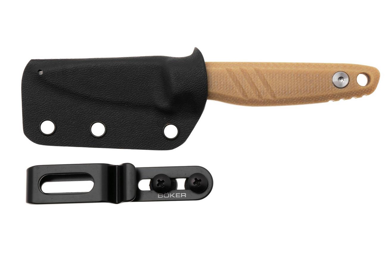 Böker Plus Five Point Nine 02BP0008 Stonewashed 440C, Brown Micarta, vaststaand mes