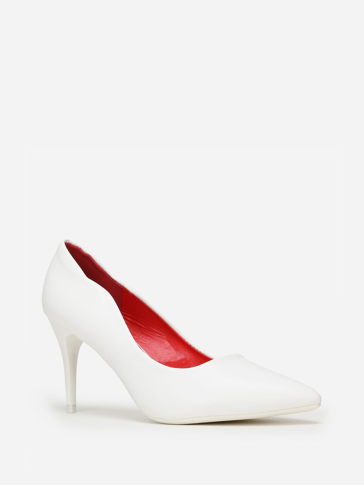 Escarpins asymétriques à talon verni- Blanc
