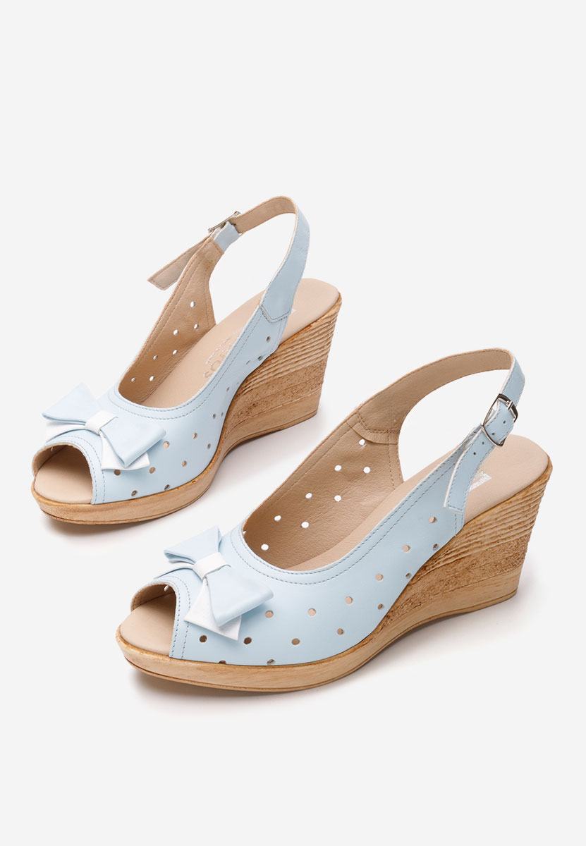 Sandales à plateforme en cuir bleues Breta