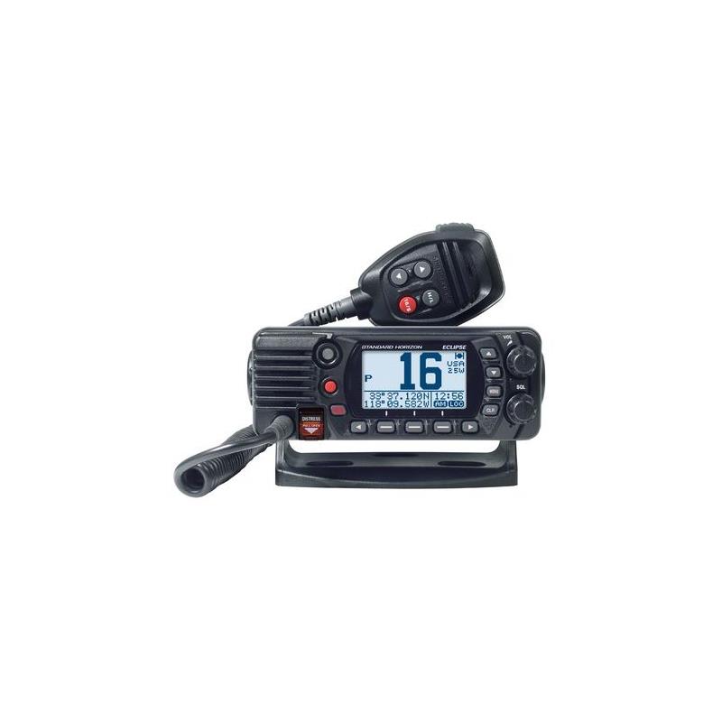 Radio Vhf Fixe Compacte Standard Horizon 25W Classe D Ipx8 Noire Avec Antenne Gps Interne