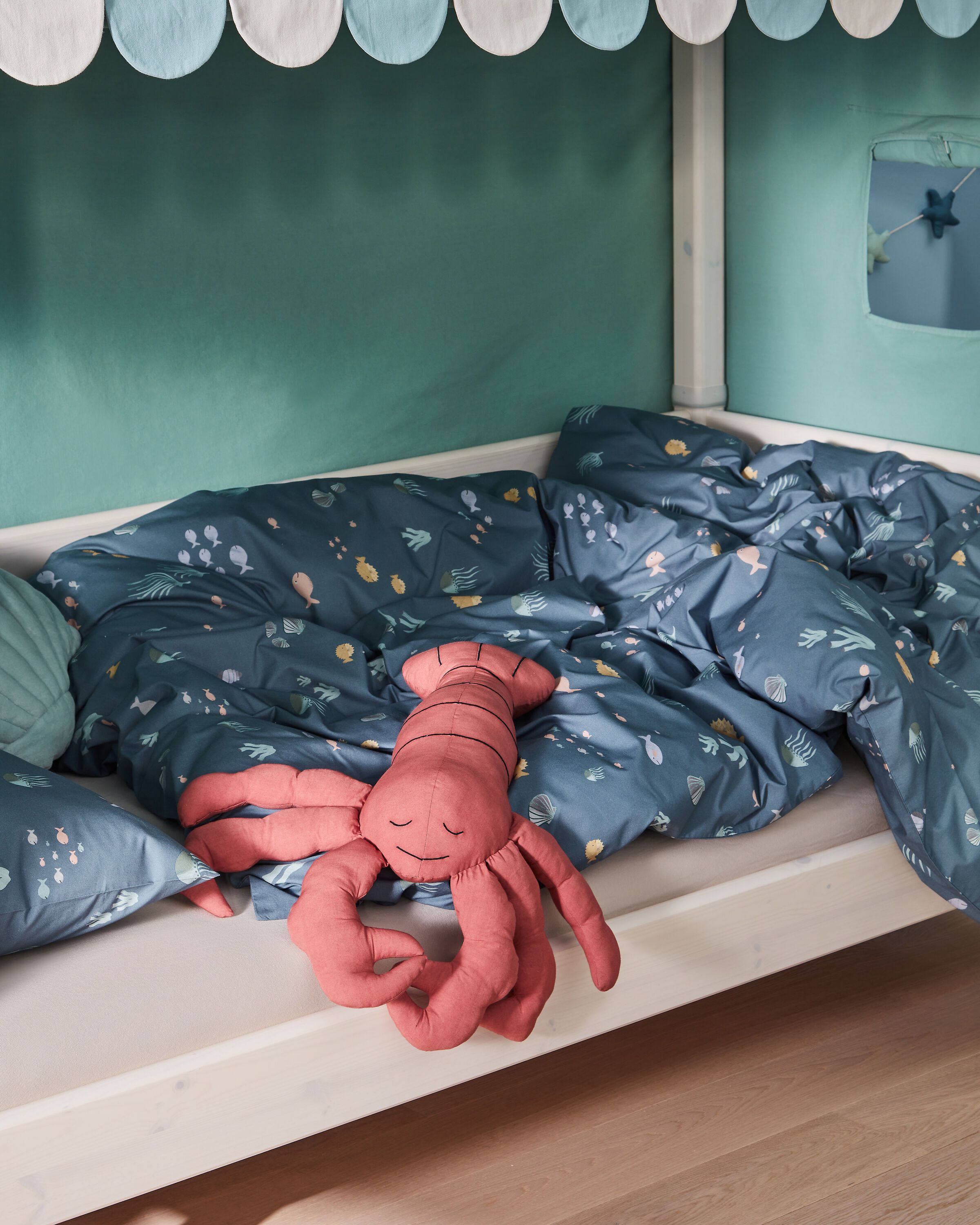 Flexa CLASSIC TEXTILE HOUSE Aufbau für Textildach inkl. Textil - Blau / B: 112.0 cm x T: 210.0 cm x H: 129.3 cm