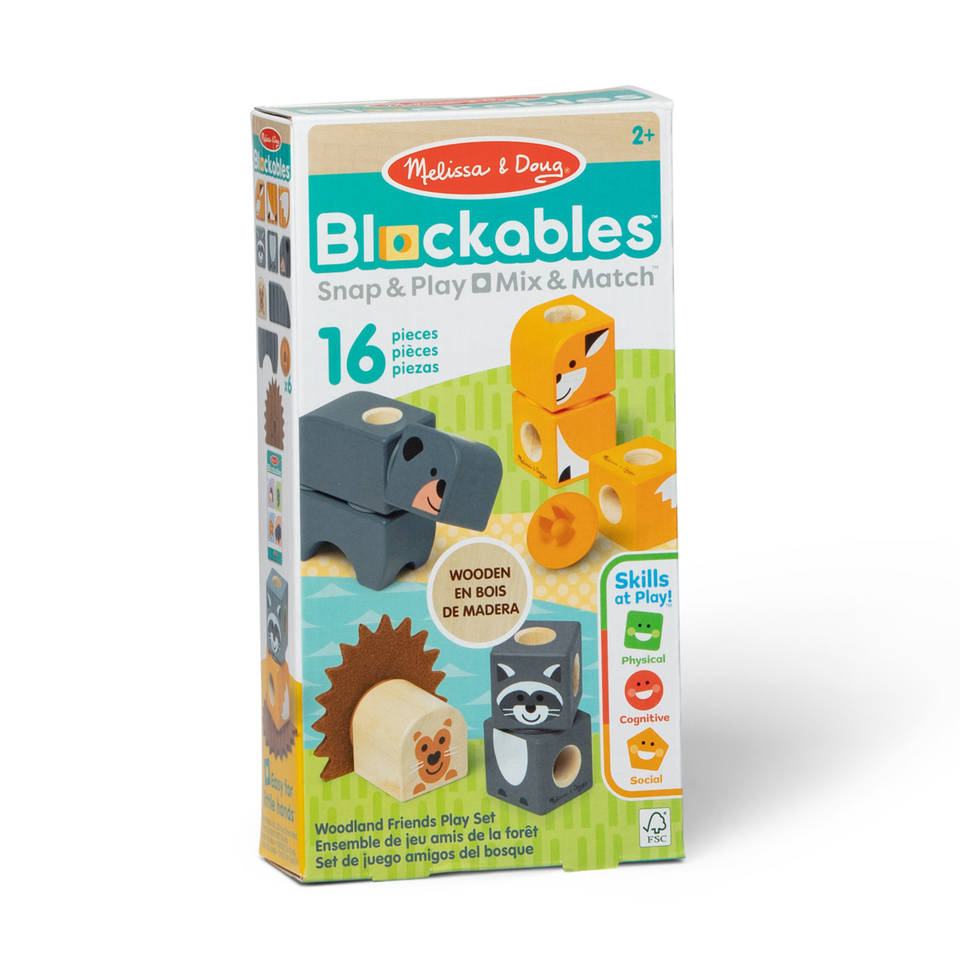 Melissa & Doug Blockables bosvrienden blokkenset 16-delig