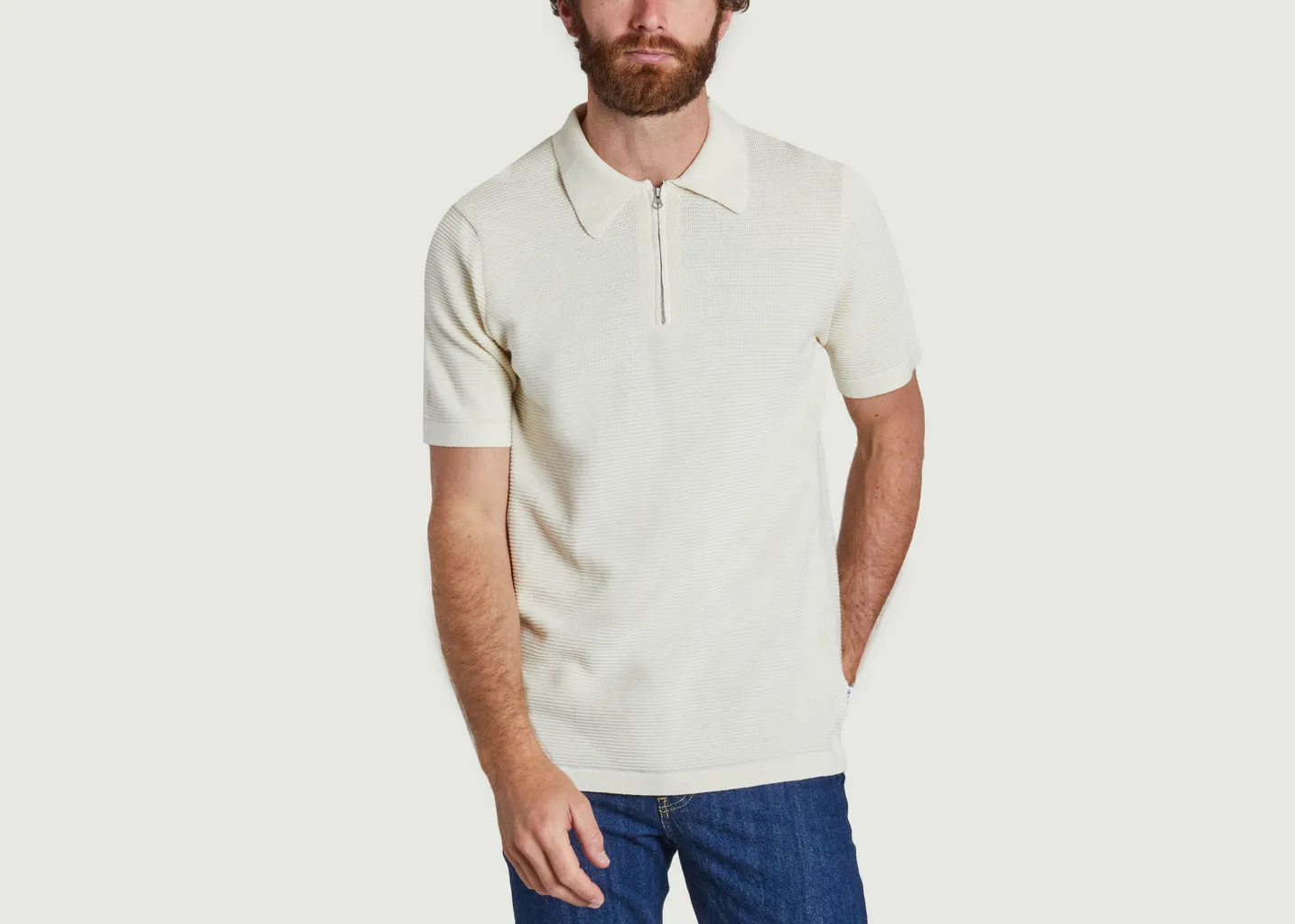 Polo loose côtelé col zippé KCA