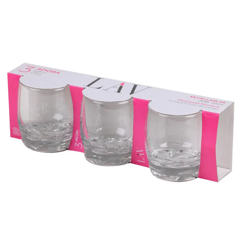 LAV Whiskey/ drinkglazen - deco glas - 3ST - 290 ml