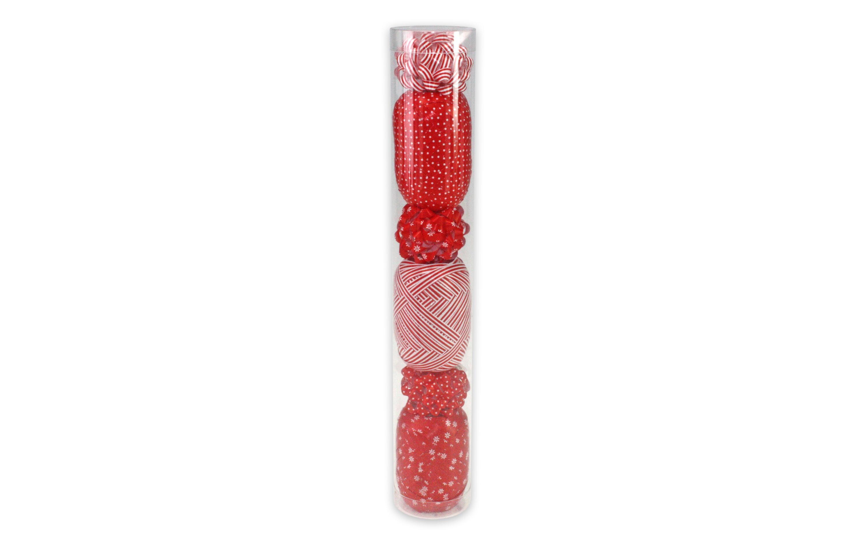 Geschenkband Mustermix Set Set, 9 Stück, Rot/WeissKräuselband für Geschenke