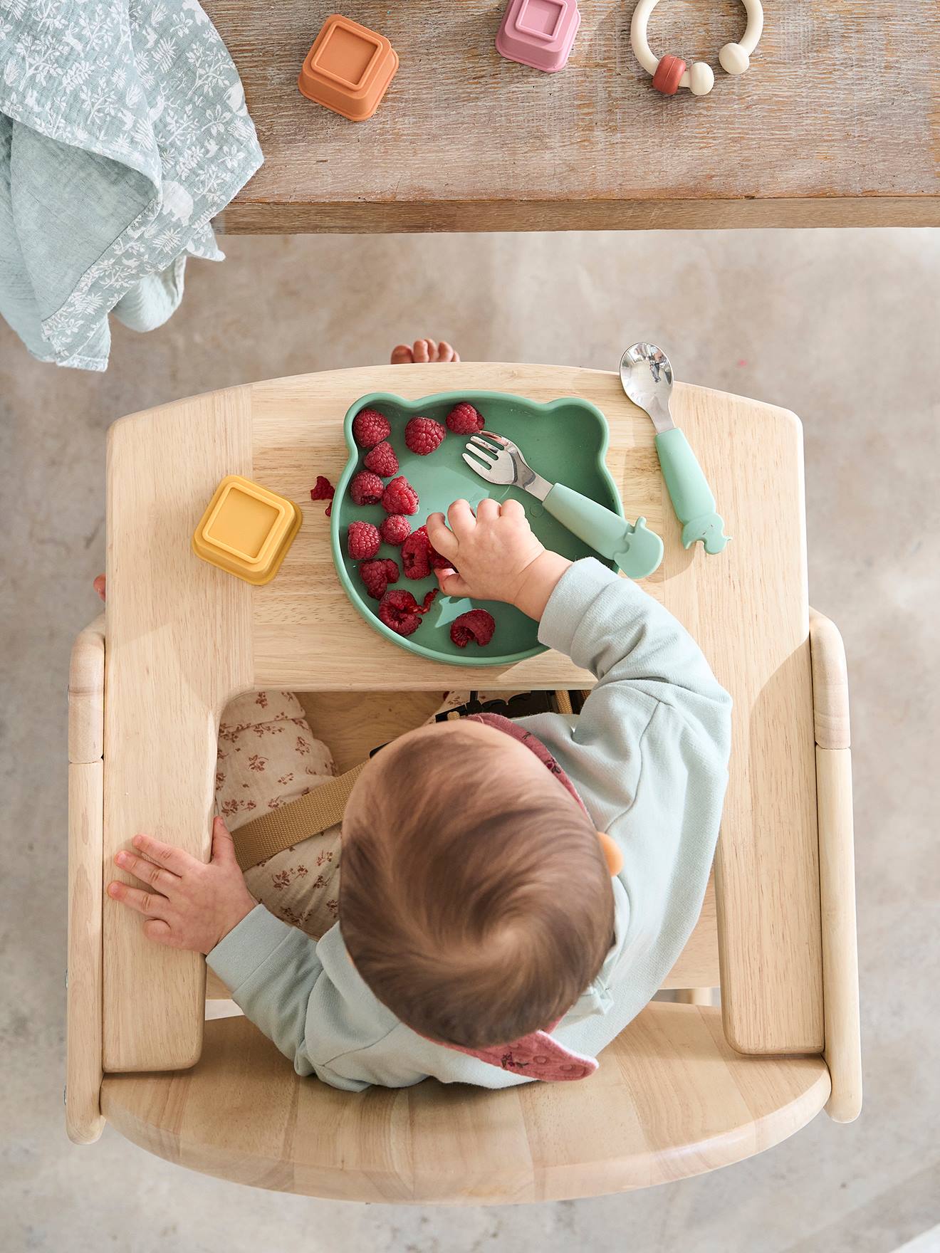 Conjunto de alimentos de silicone Urso marrom claro liso