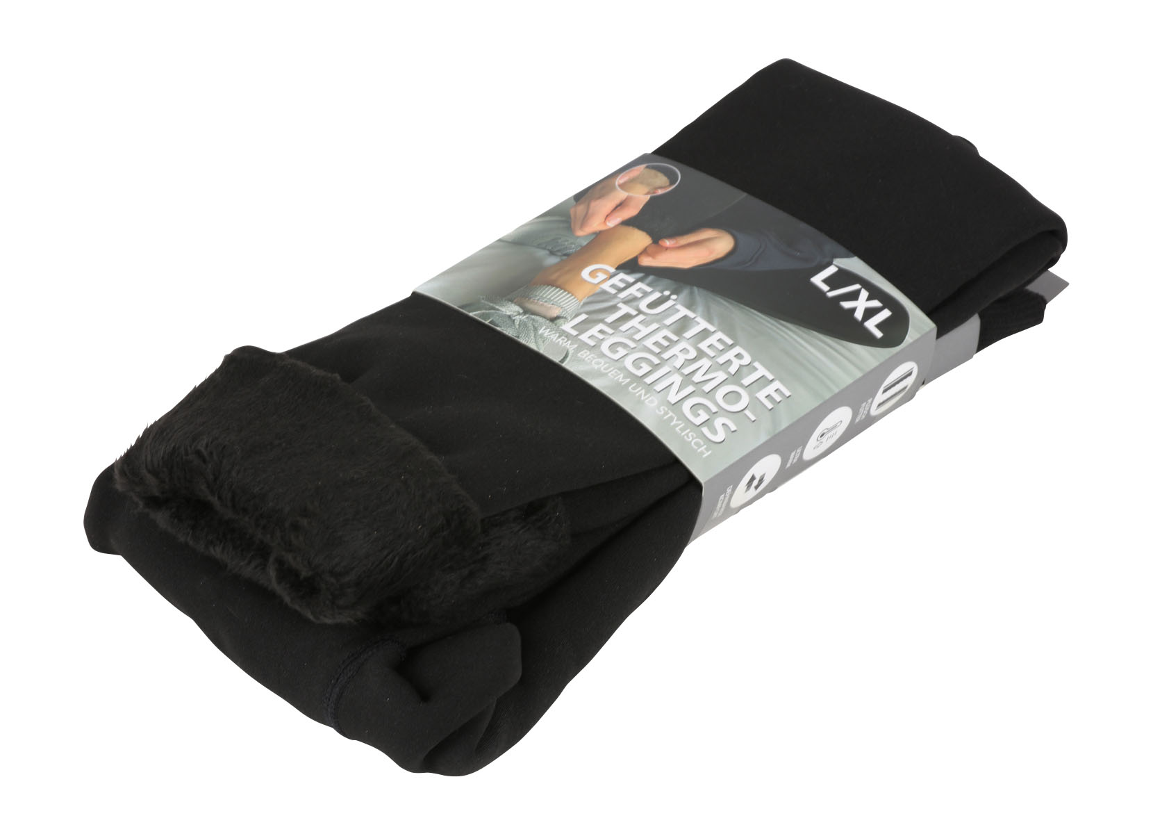 Thermo-Leggings mit Innenfleece Schwarz L/XL