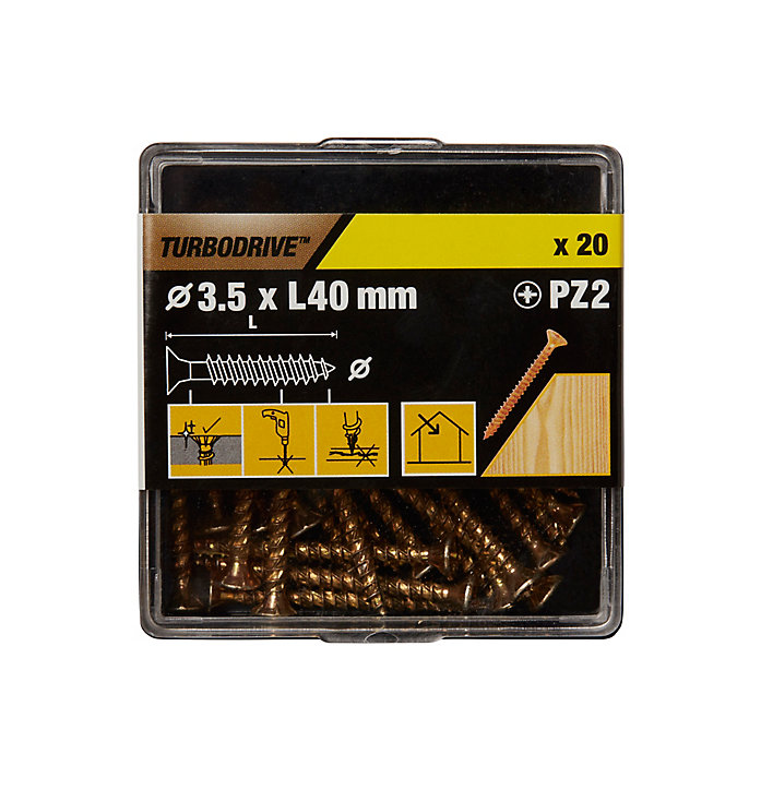 Vis à bois Turbodrive Premium pozidriv zinguée jaune 3.5x40 mm - 20 pièces