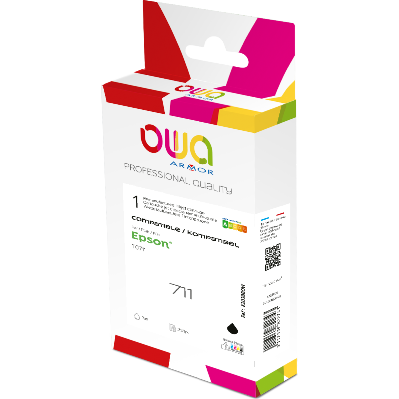 Cartouche d'encre remanufacturée OWA - standard - Noir - pour EPSON T0711