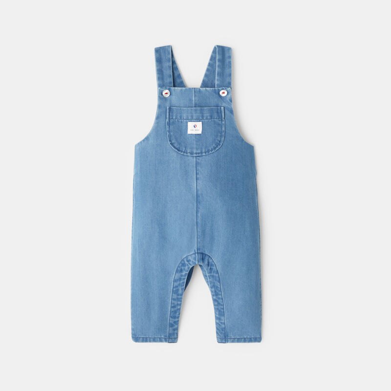 Salopette chambray bleu bébé mixte Bleu