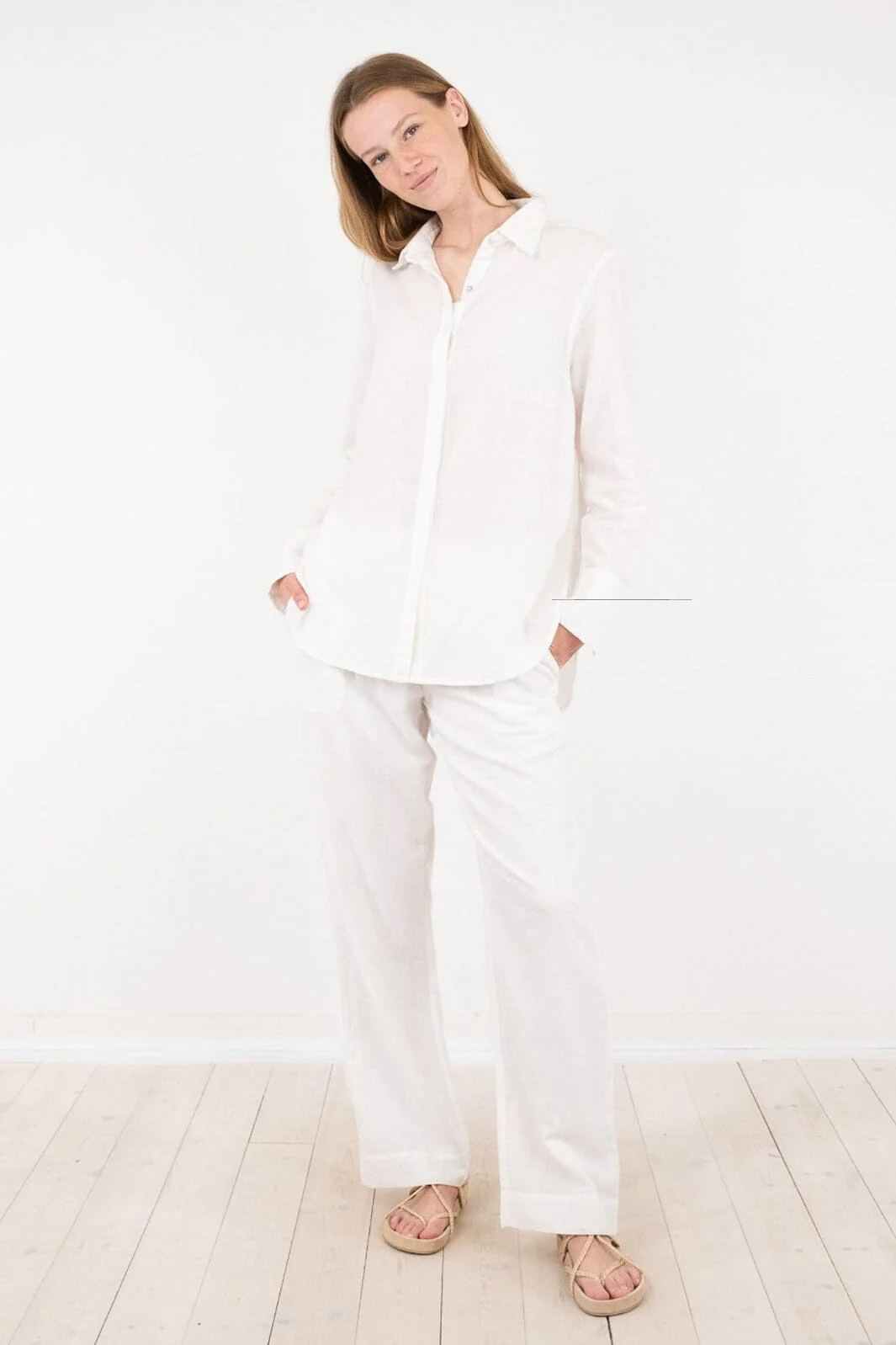 Neo Noir Sonar Linen Pants white