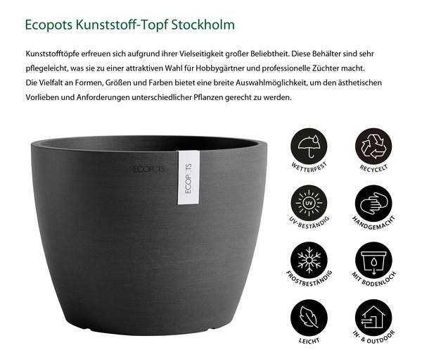 Ecopots Kunststoff-Topf Stockholm, rund