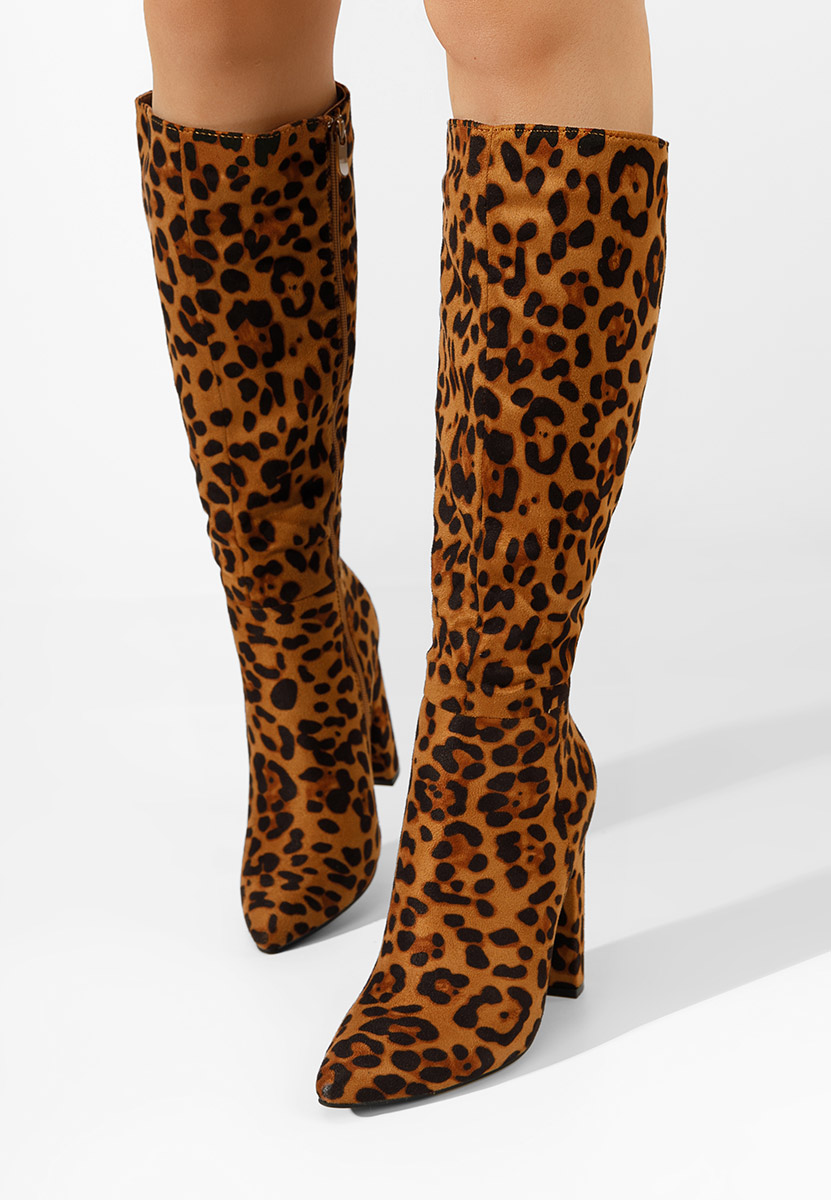 Bottes à talon carré leopard Alyndra