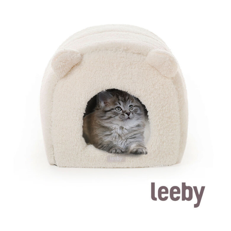 Iglu removível Leeby em sherpa branca para gatinhos
