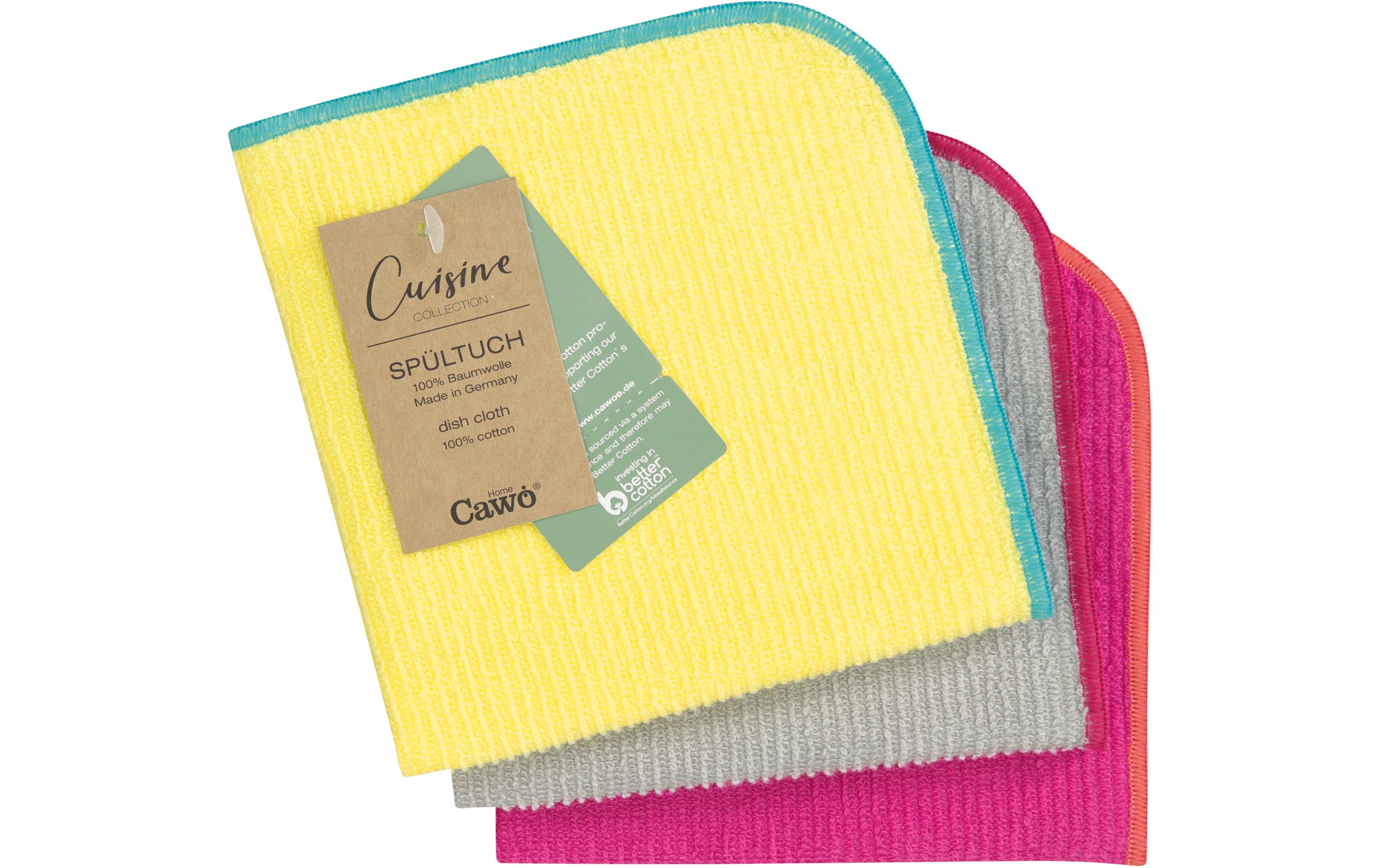 Abwaschlappen Trio 30 x 30 cm, 3 Stück, Lemon/Pink3 Stück Abwaschlappen