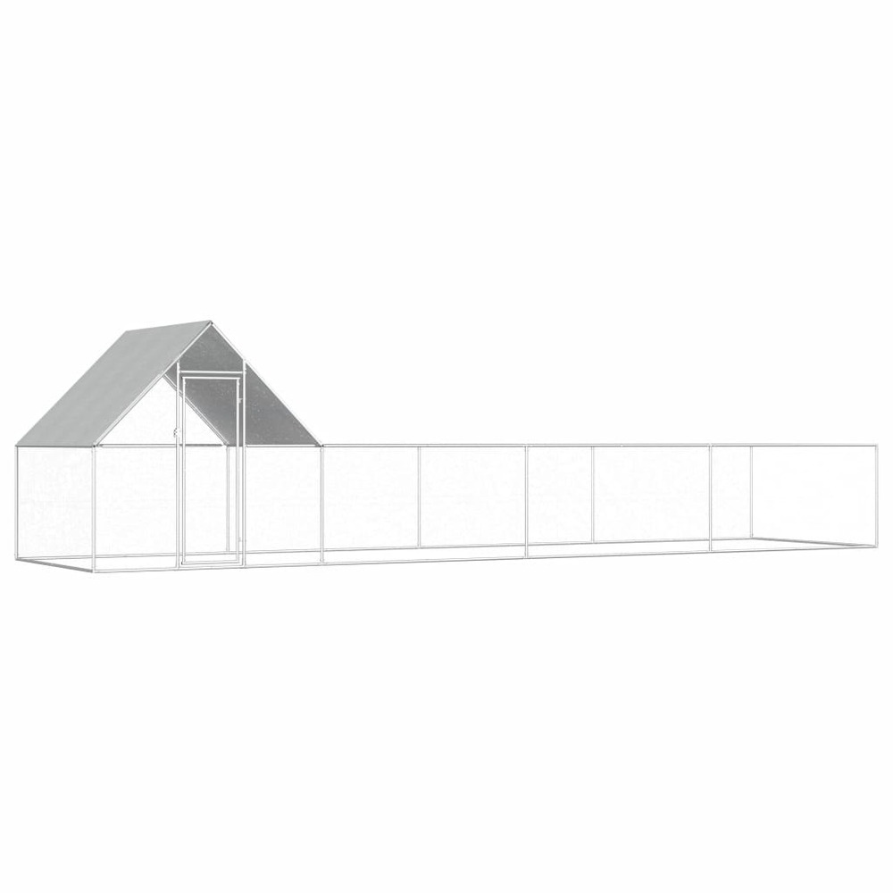 Poulailler 8 x 2 x 2 m avec un toit résistant à l'eau acier galvanisé