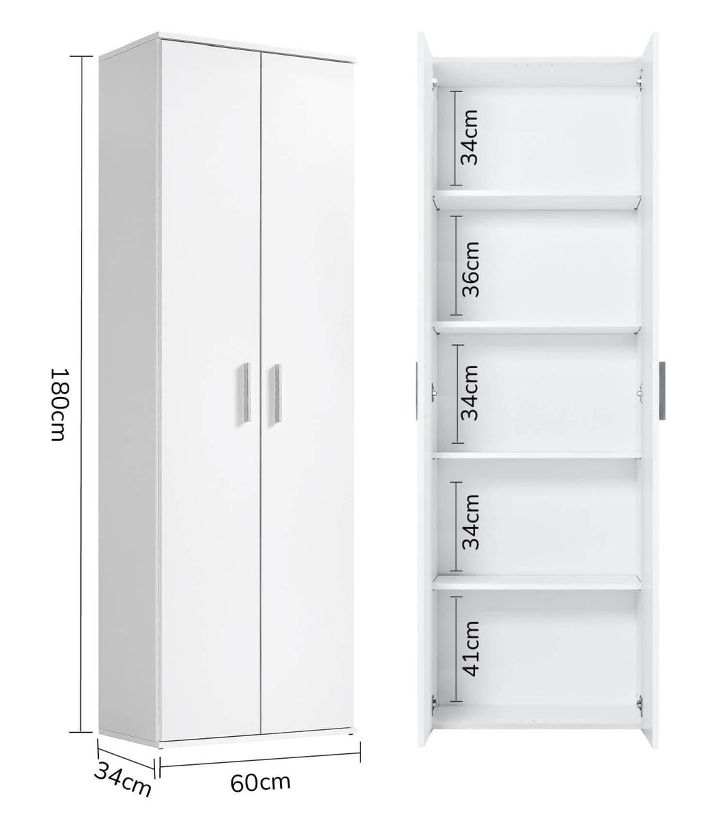 mokebo kast in het wit 'The Long One', multifunctionele kast, alleskunner of opbergkast