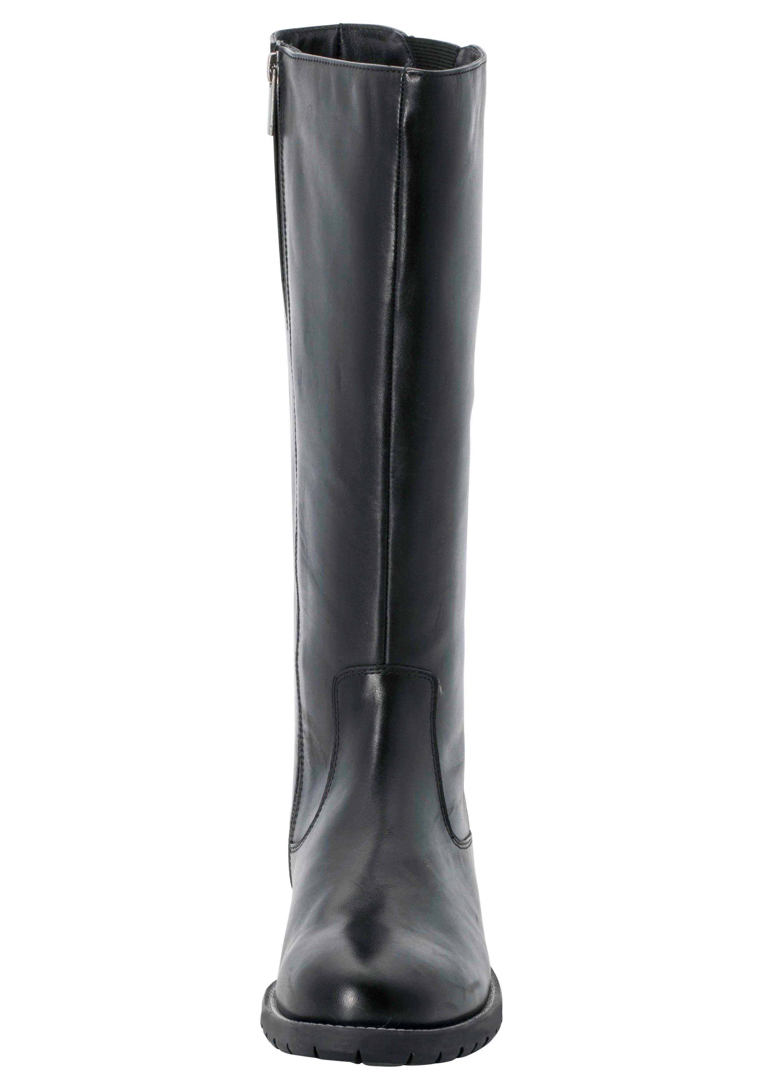 Weitschaftstiefel aus Leder mit Zierreißverschluss