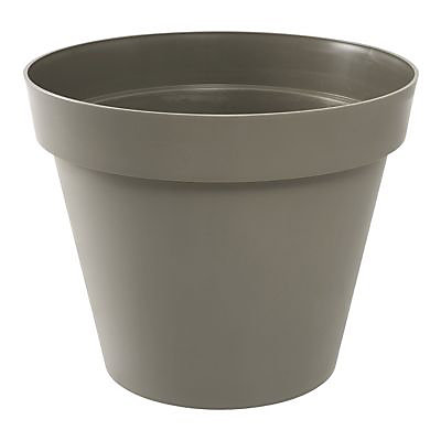 Pot rond polypropylène Eda Toscane taupe Ø48 x h.40 cm