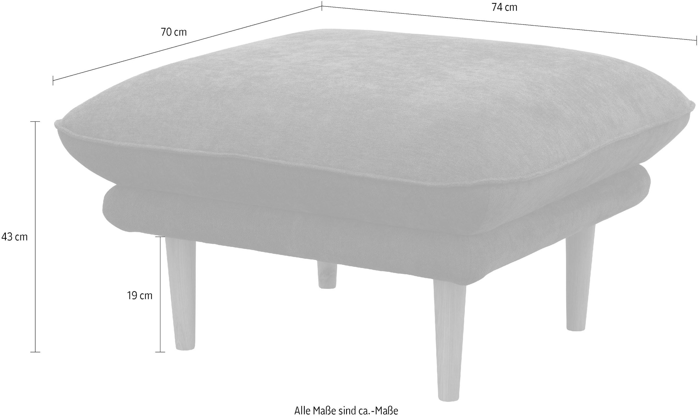 DOMO collection Hocker »Leuven« angenehm feste Polsterung, bodenfrei, 19 cm hohe Holzfüsse