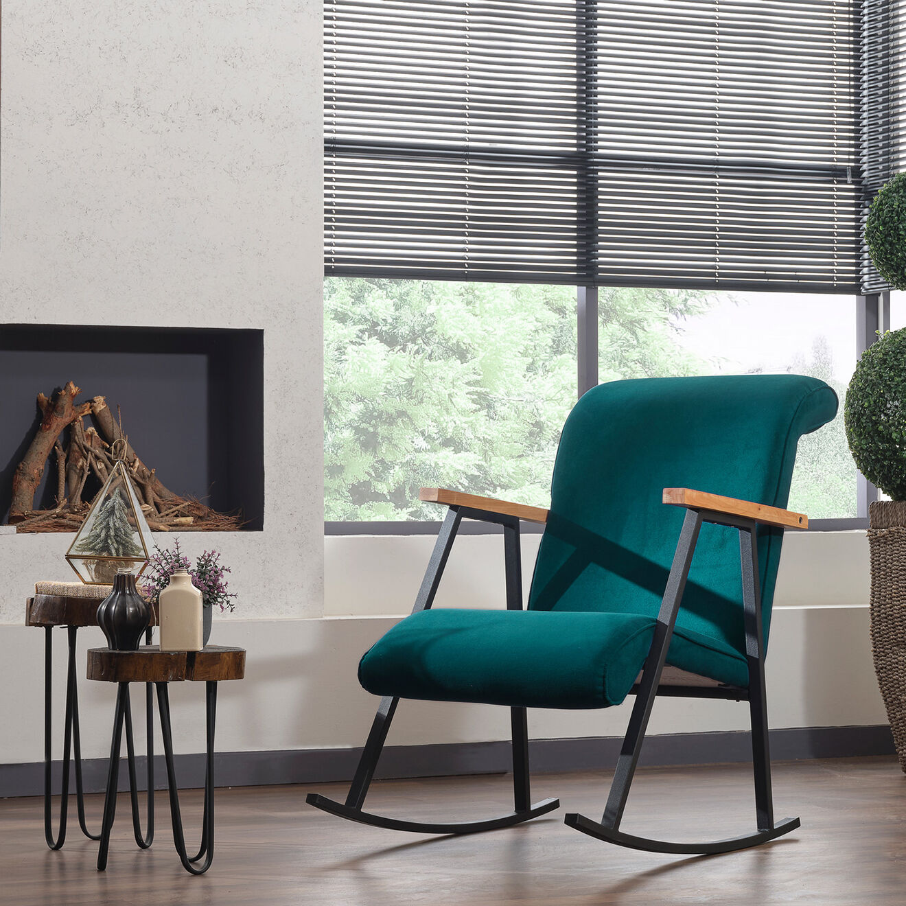 Atelier del Sofa Chaise à bascule Yoka bleu pétrole - 100x55x65 cm