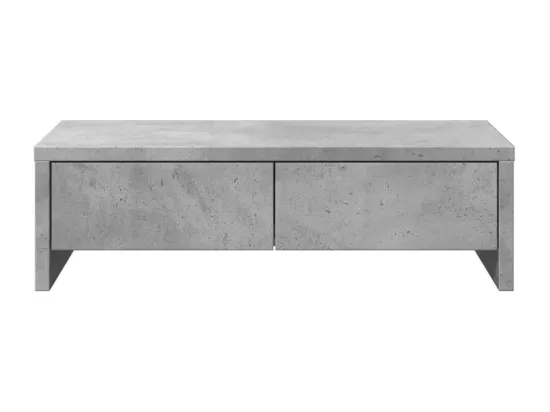 Support de moniteur avec tiroirs gris béton bois d'ingénierie
