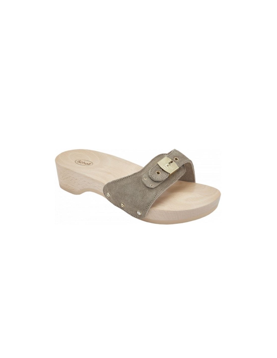 scholl sabots femme pescura heel daim taupe