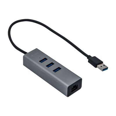 i-Tec USB 3.0 Metal - Hub - 3 x SuperSpeed USB 3.0 + 1 x 10/100/1000 - de bureau