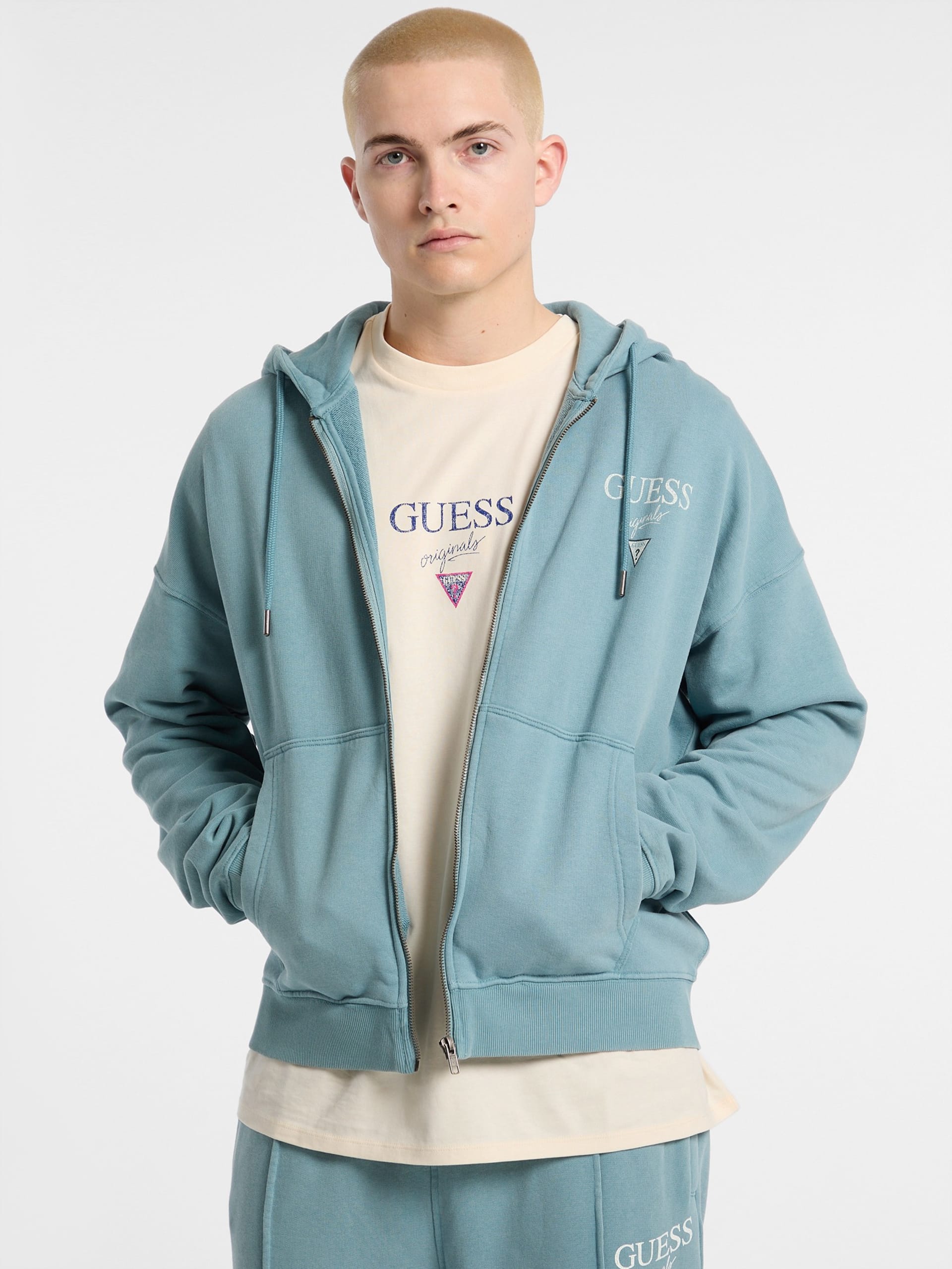 Moletom com zíper GUESS Originals tingido em peça