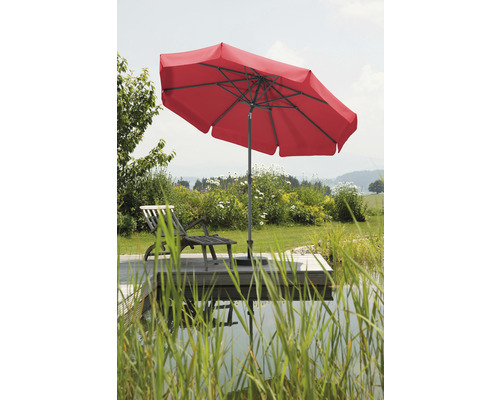 Schneider Orlando parasol Ø 270 H 250 cm, polyester 180 g/m², rood
