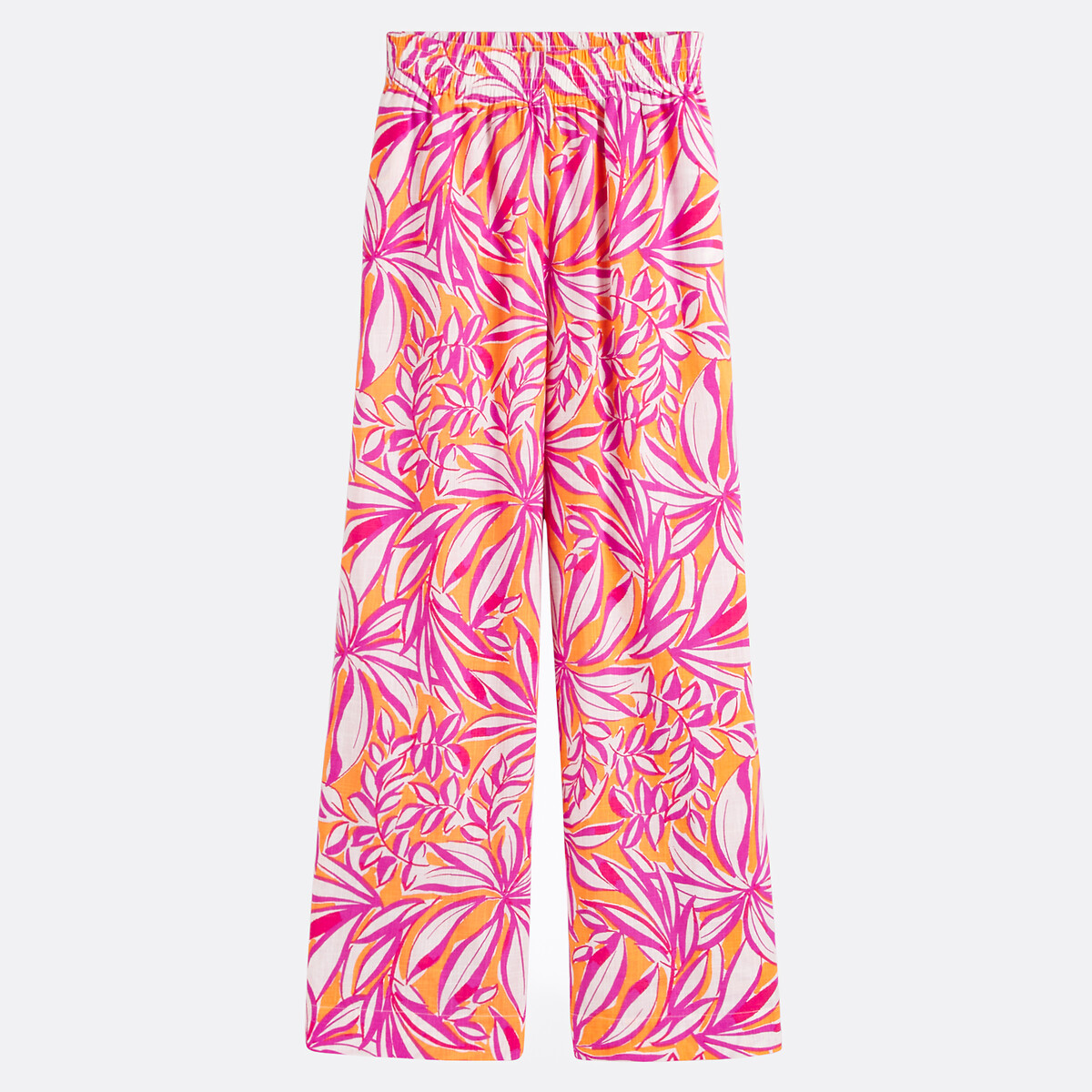 COLEÇÕES LA REDOUTE<br>Calças de perna larga, cintura elástica, estampa floral