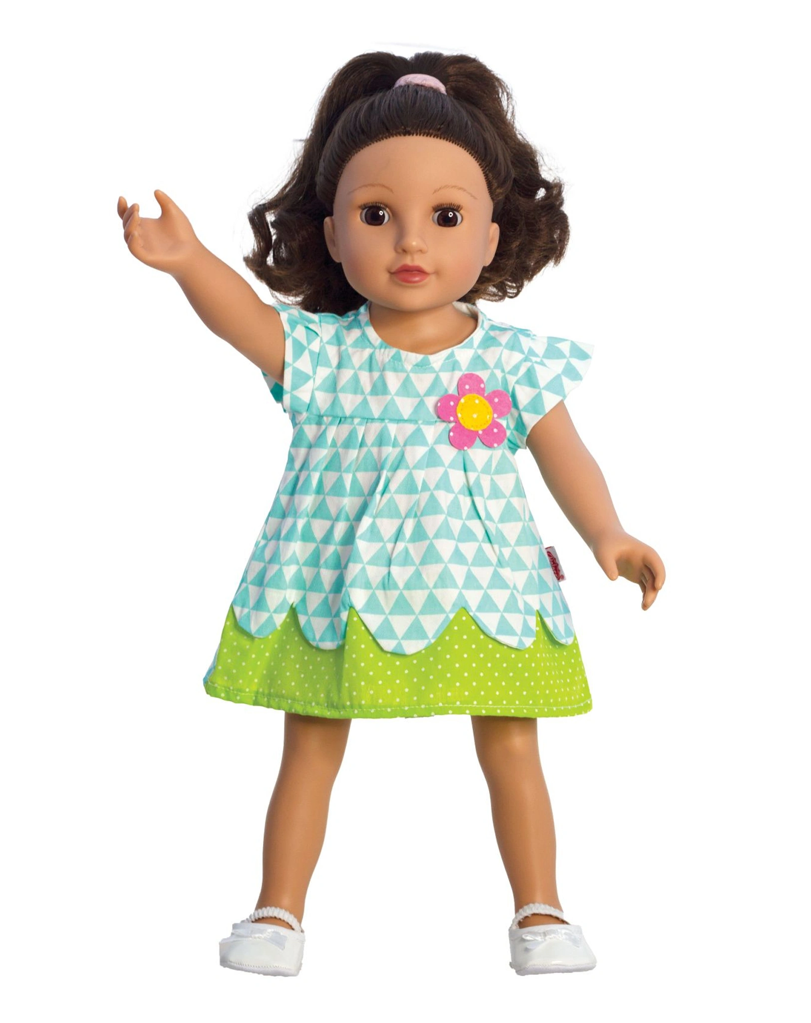 Puppenkleidung KLEID „DAISY“ (28-35cm) in blau/grün