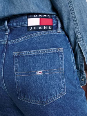 Calça jeans Harper de cintura alta, corte reto e comprimento até o tornozelo.