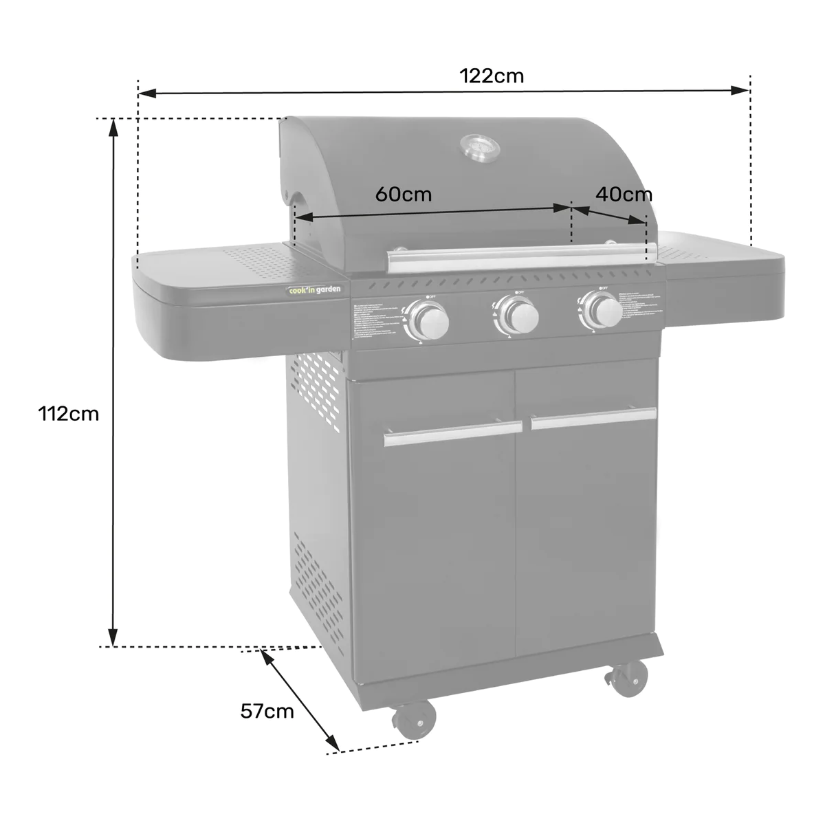 Barbecue au gaz FYRA avec thermomètre - 3 brûleurs Cook'in Garden