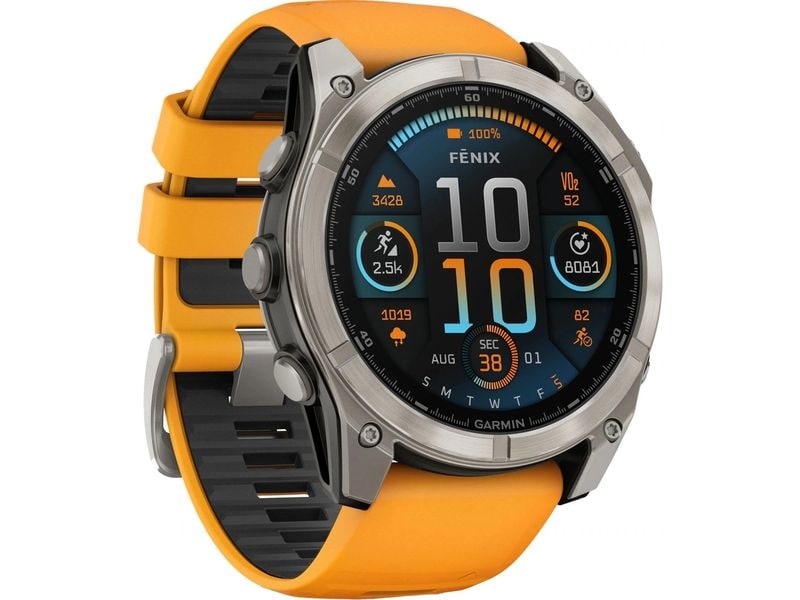 GARMIN Sportuhr Fenix 8 AMOLED Sapphire, 51 mm Orange GPS-Sportuhr