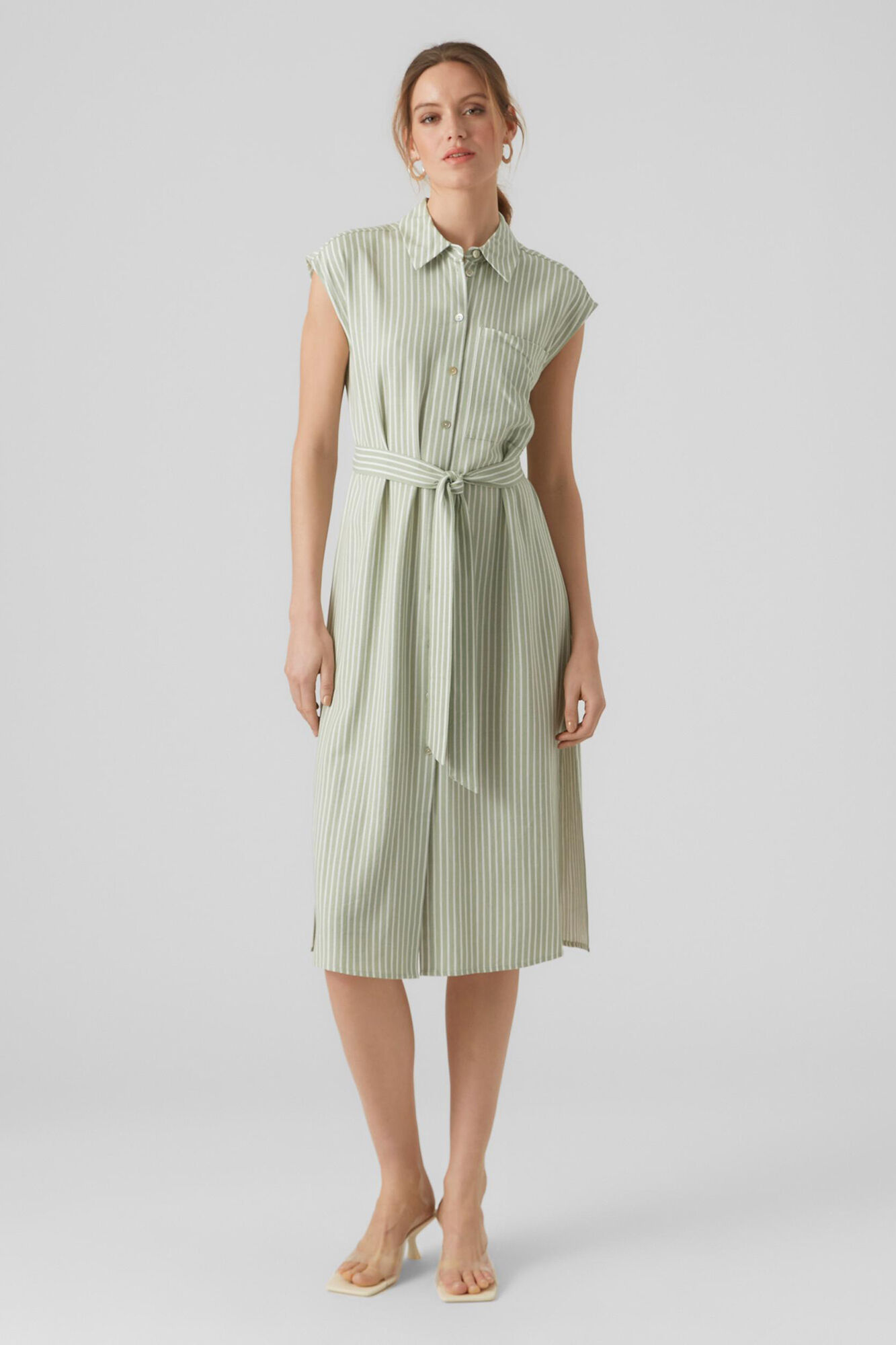 Vestido midi camisa - Verde