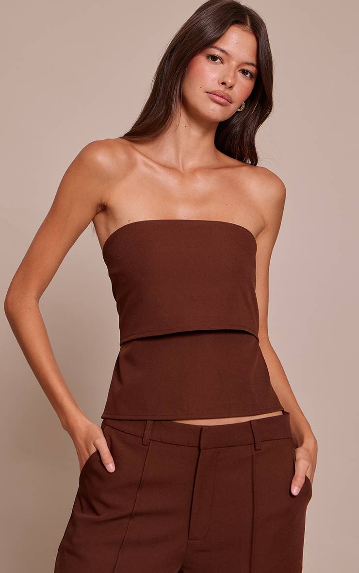 Marron Foncé Haut Bandeau Ajusté À Revers