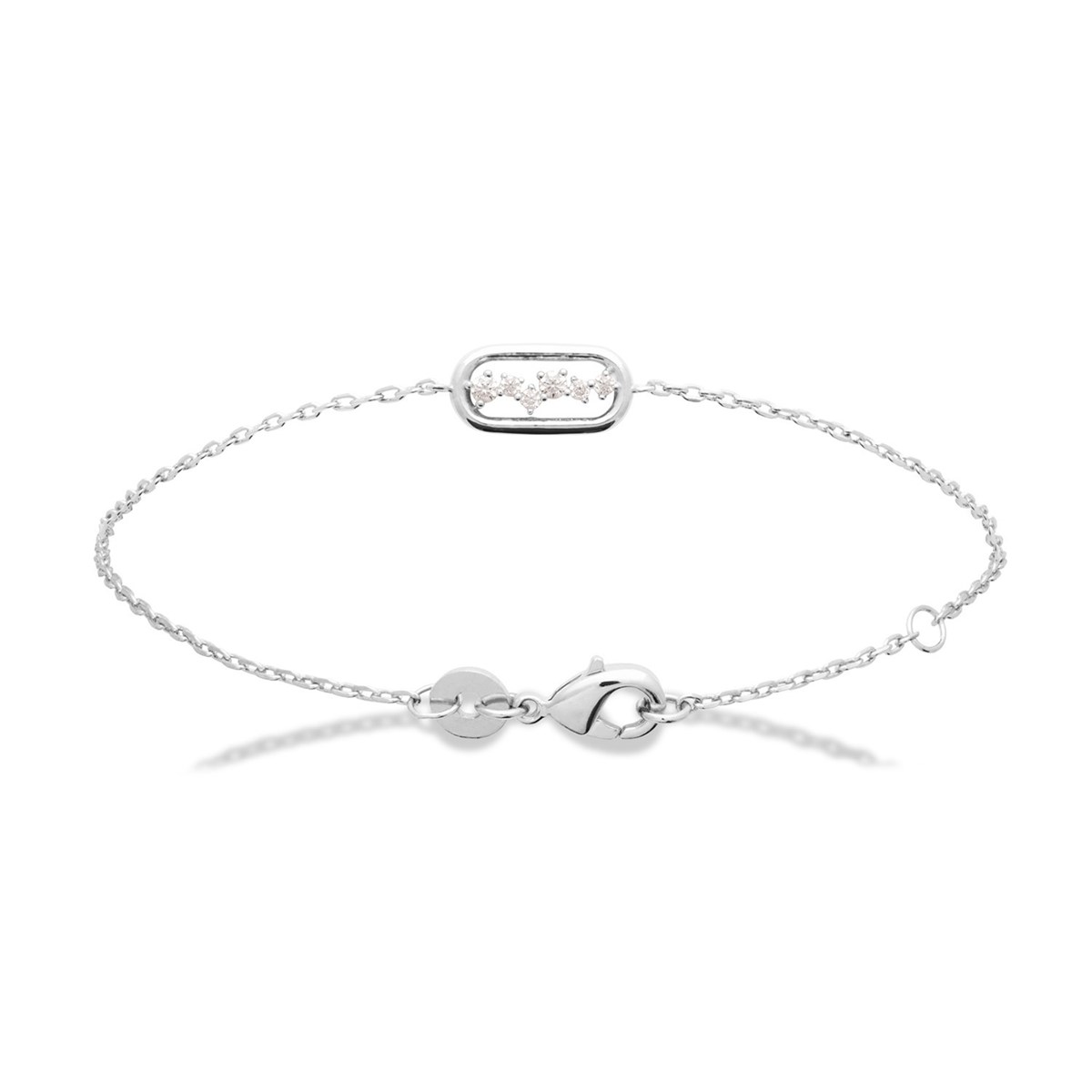 Bracelet Brillaxis argent rhodié motif ovaleavec oxydes