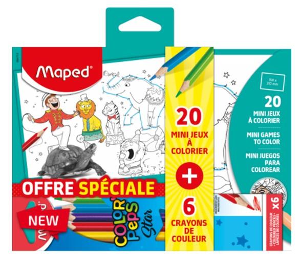 20 MINI JEUX A COLORIER AVEC 6 CRAYONS DE COULEUR