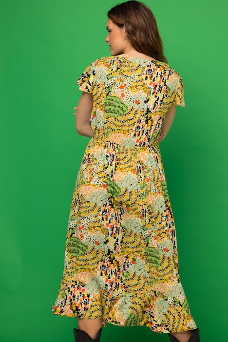 Midikleid, A-Line, Print, V-Ausschnitt, Halbarm