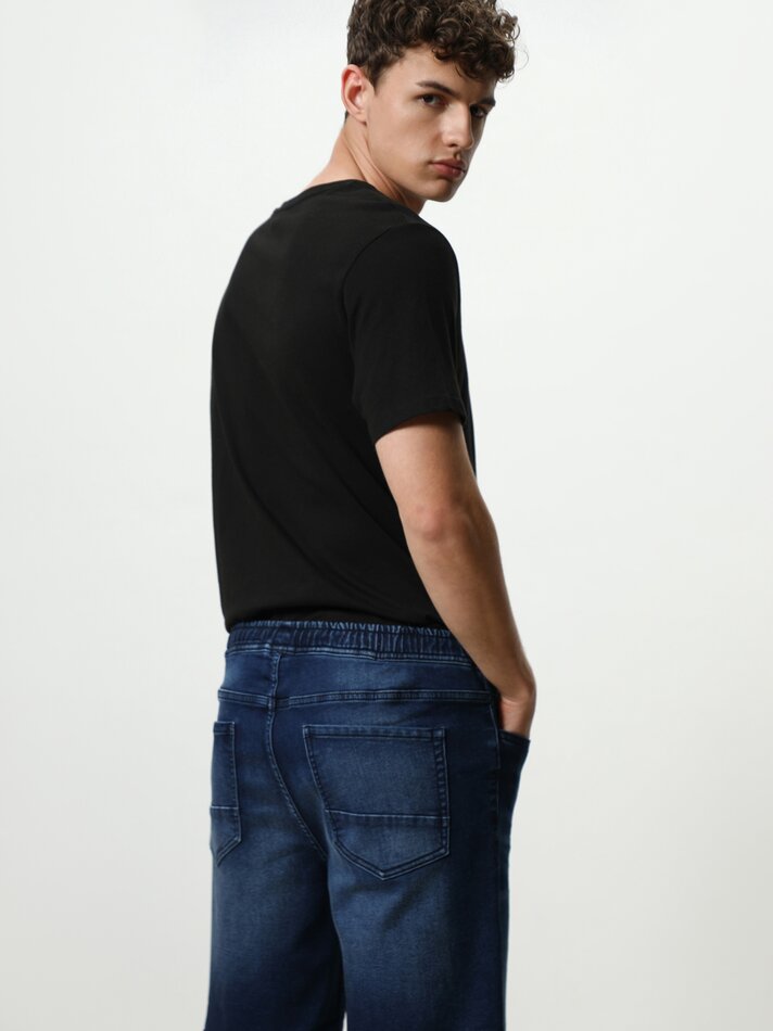 Bermuda de ganga jogger - Azul-marinho