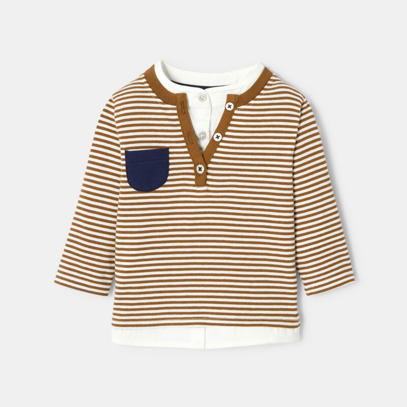 T-shirt tunisien rayé marron bébé garçon Marron