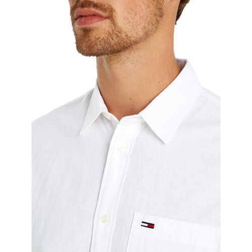 Tommy Jeans - CAMISA LINO HOMBRE BLEND DM0DM18962 Blanco
