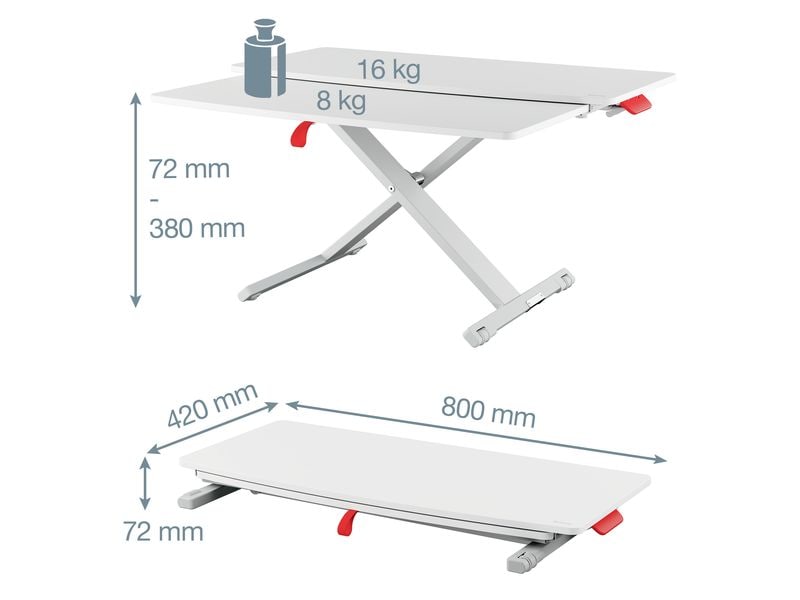 Leitz Ergo Cosy Höhenverstellbarer Schreibtischaufsatz Leitz Ergo Cosy Höhenverstellbarer Sitz-/Steh-Schreibtischaufsatz mit ausziehbarer Tastaturablage