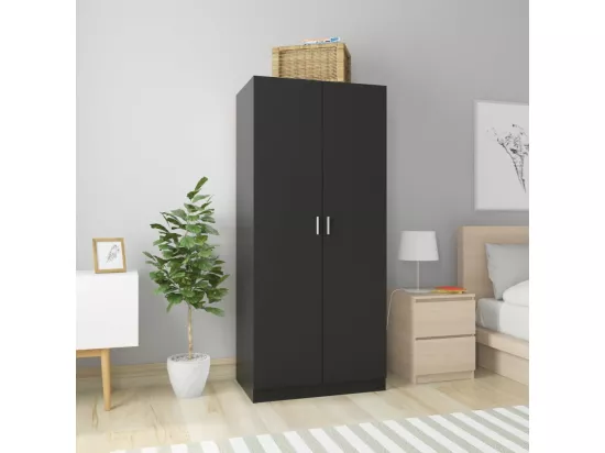 Garde-robe Noir 80x52x180 cm Bois d’ingénierie