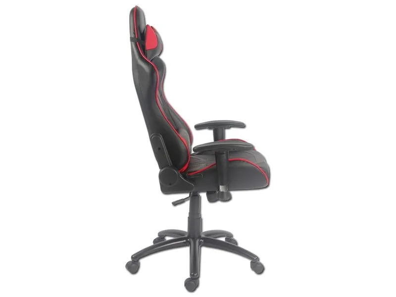 LC Power LC-GC-1 - Stol - ergonomisk - armstøtter - T-formet - drejeled - plastik, metal, PU-behandlet læder - sort/ rød