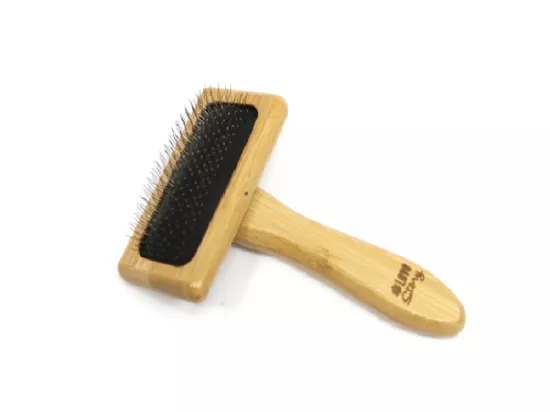Brosse de toilettage carde pour animaux en bambou - Beige - l 9.5 x L 15.5 cm