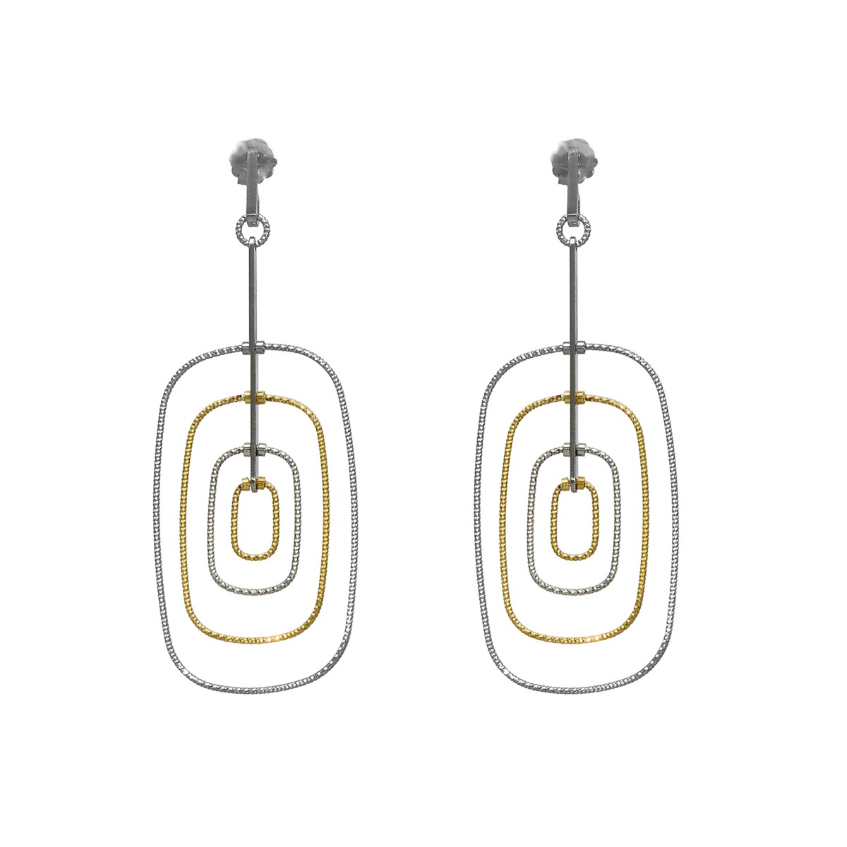 Boucles D'oreilles Forme Ovale Psyché En Argent Doré Rhodié
