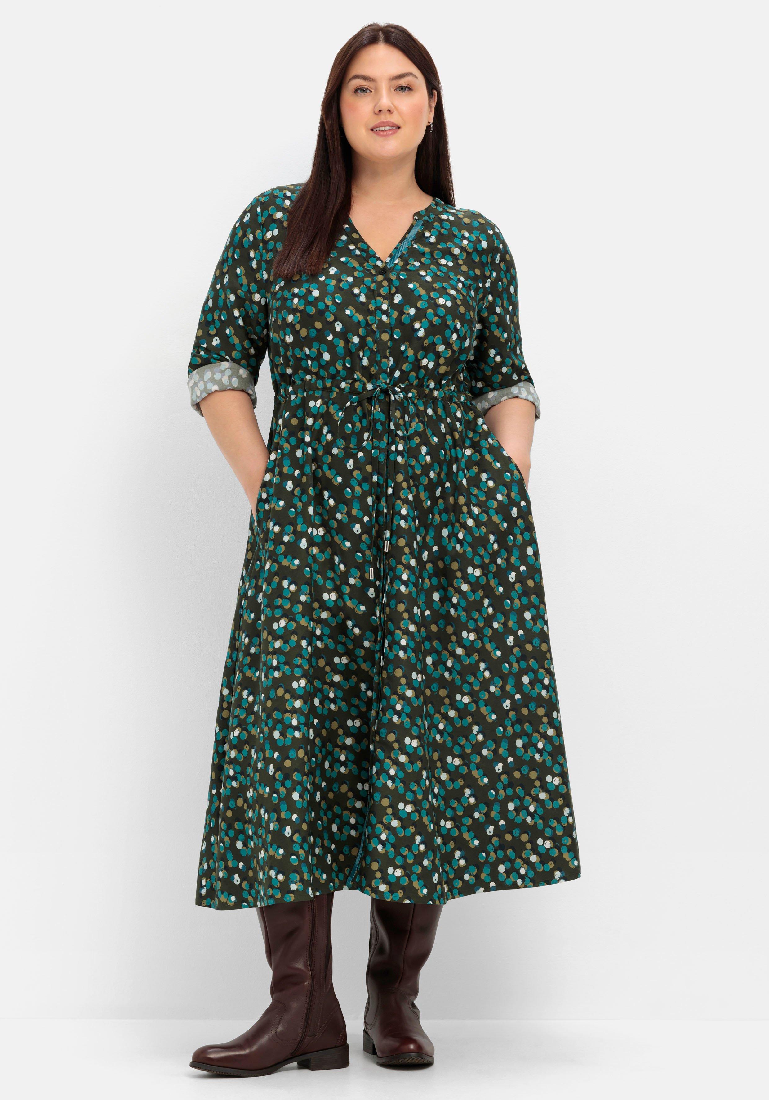Midikleid mit Farbtupfen, weich fließende Qualität